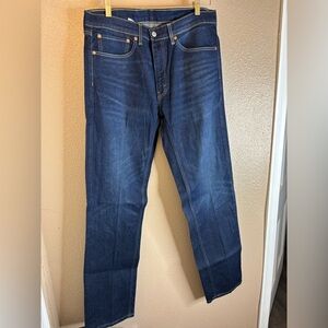 Levi 505 Mens 34x34 Denim Jeans Straight Leg Dark Wash